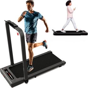 Walking Machine Under Desk Treadmill With Armrests 2.5 HP Foldable 300 Lbs Weight Capacity 15 Wide Running Belt Remote Control LED Display Suitab (Option: Black)