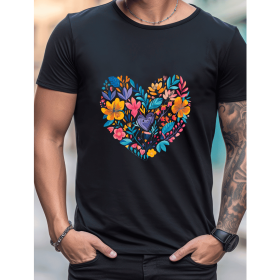 Celebrate in Style with This 100% Cotton Men's Valentine's Day Tee (Style: 38)
