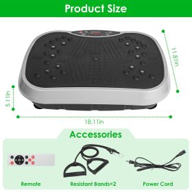 1Pc Vibration Exercise Machine With Resistant Bands Remote Control Whole Body Vibration Platform Workout Equipment Home Fitness Training Equipmen (Option: 1Pc Black)
